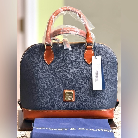NWT Dooney & Bourke Zip Zip Satchel in Midnight Blue #R343 MD - Picture 1 of 6
